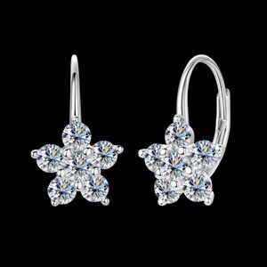 Ever-Bloom · Moissanite Dangle Flower/Star Earrings · 925 Sterling Silver